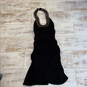 Black dress with a jewel neck